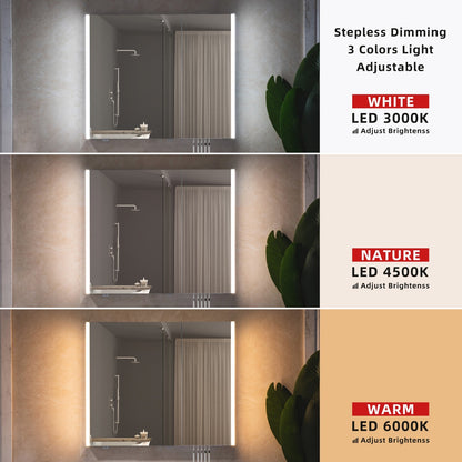 WOODBRIDGE Contemporary 36”W X 30"H Surface Mount Frameless 2 Doors Medicine Cabinet with Mirror Defogger and soft close hinges