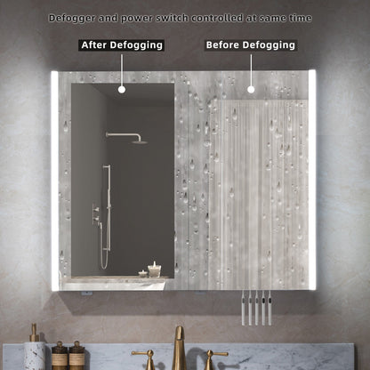 WOODBRIDGE Contemporary 36”W X 30"H Surface Mount Frameless 2 Doors Medicine Cabinet with Mirror Defogger and soft close hinges