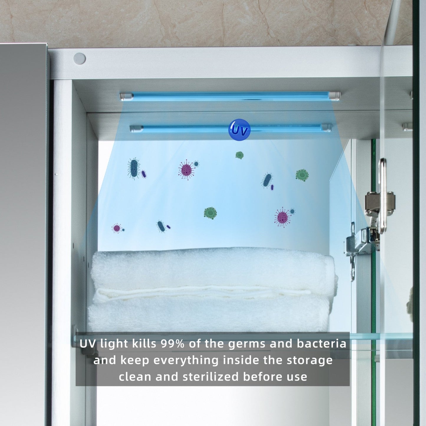 WOODBRIDGE Contemporary 36”W X 30"H Surface Mount Frameless 2 Doors Medicine Cabinet with Mirror Defogger and soft close hinges