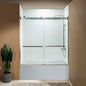 WOODBRIDGE Frameless Bathtub Shower Doors 56-60" Width x 62"Height with 5/16"(8mm) Clear Tempered Glass, 2 Ways Opening & Double Sliding