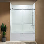 WOODBRIDGE Frameless Bathtub Shower Doors 56-60" Width x 62"Height with 5/16"(8mm) Clear Tempered Glass, 2 Ways Opening & Double Sliding