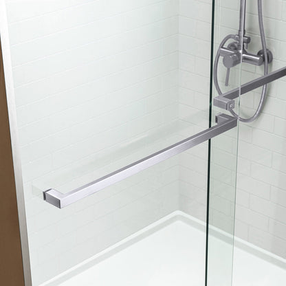 WOODBRIDGE Frameless Bathtub Shower Doors 56-60" Width x 62"Height with 5/16"(8mm) Clear Tempered Glass, 2 Ways Opening & Double Sliding