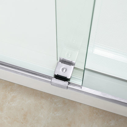 WOODBRIDGE Frameless Bathtub Shower Doors 56-60" Width x 62"Height with 5/16"(8mm) Clear Tempered Glass, 2 Ways Opening & Double Sliding