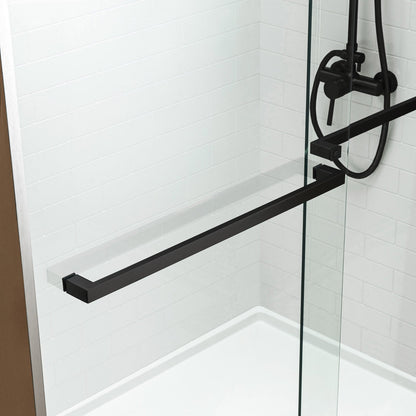 WOODBRIDGE Frameless Bathtub Shower Doors 56-60" Width x 62"Height with 5/16"(8mm) Clear Tempered Glass, 2 Ways Opening & Double Sliding