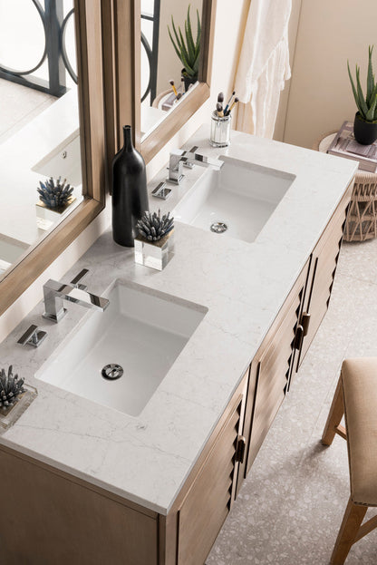 Portland 60" Double Vanity Cabinet, Whitewashed Walnut