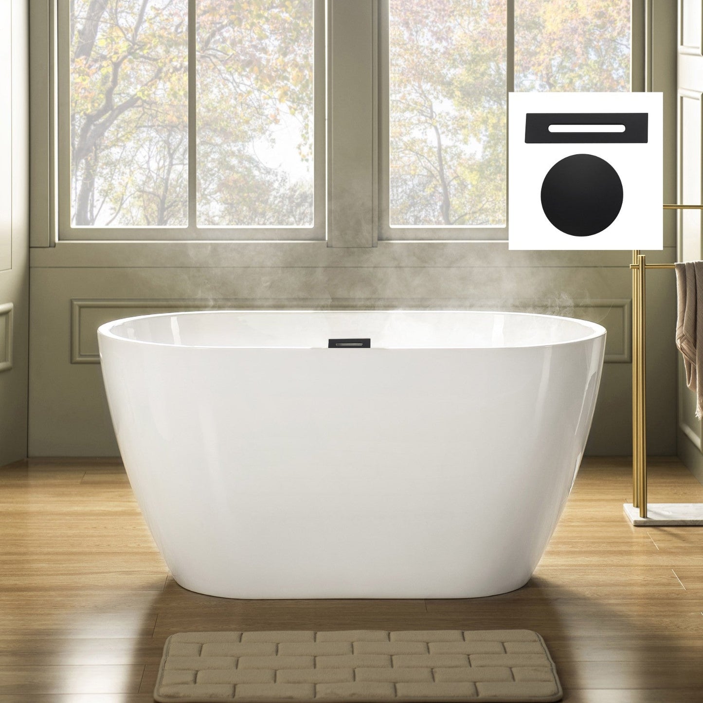 WOODBRIDGE 48" Acrylic Freestanding Bathtub Contemporary Soaking Tub