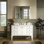 WOODBRIDGE Roma 49"x22"x38" Solid Wood Bath Vanity in White with Gold Hardware and Carrara Marble Top with 3 Pre-Drilled Holes, Roma-4821-White+CAVT4922D-8