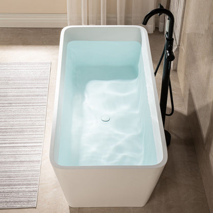 WOODBRIDGE 59 in. x 27.5 in. Luxury Contemporary Solid Surface Freestanding Bathtub