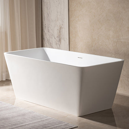 WOODBRIDGE 59 in. x 27.5 in. Luxury Contemporary Solid Surface Freestanding Bathtub