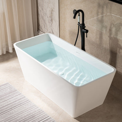 WOODBRIDGE 59 in. x 27.5 in. Luxury Contemporary Solid Surface Freestanding Bathtub