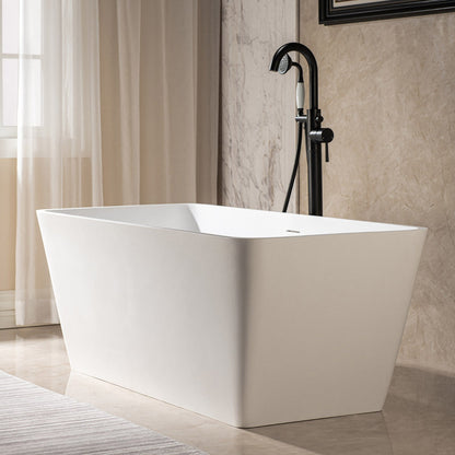 WOODBRIDGE 59 in. x 27.5 in. Luxury Contemporary Solid Surface Freestanding Bathtub