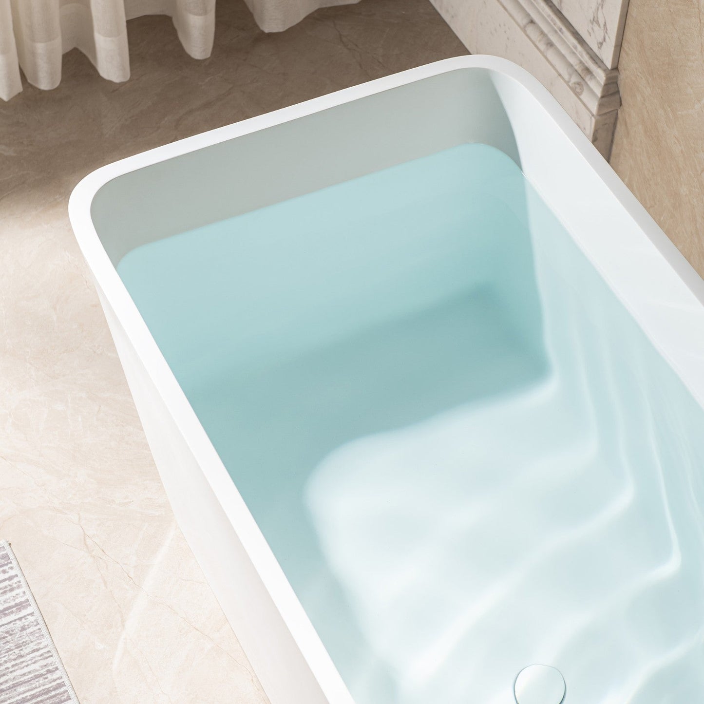 WOODBRIDGE 59 in. x 27.5 in. Luxury Contemporary Solid Surface Freestanding Bathtub
