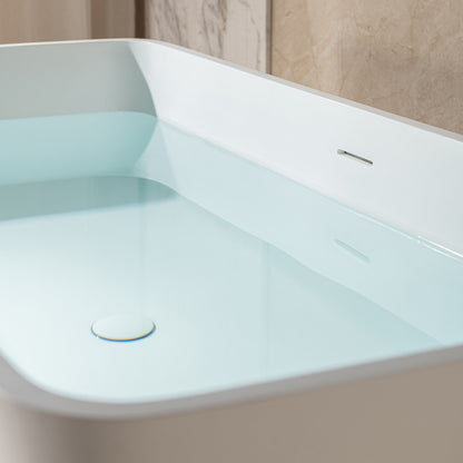 WOODBRIDGE 59 in. x 27.5 in. Luxury Contemporary Solid Surface Freestanding Bathtub