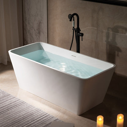 WOODBRIDGE 59 in. x 27.5 in. Luxury Contemporary Solid Surface Freestanding Bathtub