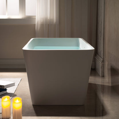 WOODBRIDGE 59 in. x 27.5 in. Luxury Contemporary Solid Surface Freestanding Bathtub