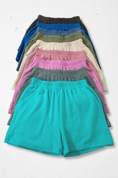 Zenana Cotton Slub Shorts in Navy