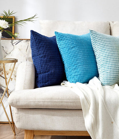 3-Piece Coordinated Pillow Bundle with Inserts – square throw Pillows AND Inserts  3 blues in 2 sizes options – Fancy & Stacy