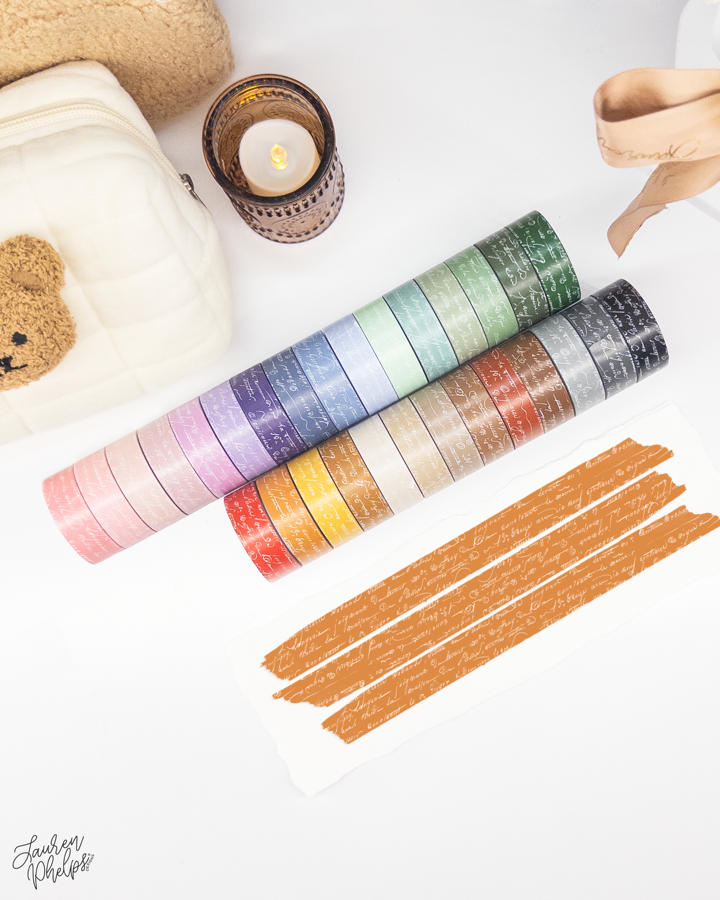 Pumpkin French Text 15mm washi