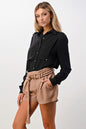 Long Sleeve Button-Down Blouse with Gold Button Accents | Apparel | Kitchen + Metal