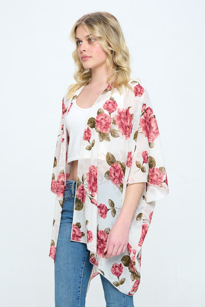Floral Kimono Cardigan with Open Front | Apparel | Kitchen + Metal