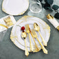 Elegant Gold Rim Plastic Dinnerware Set  50pcs Reusable