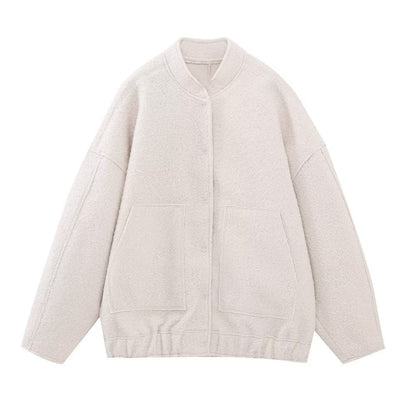 Women's Pocket Loose Bomber Jacket Coat