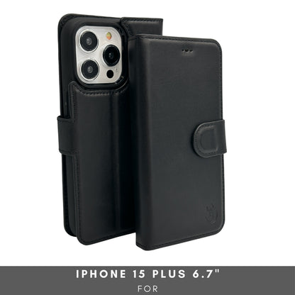 Vegas Premium Leather iPhone 15 Plus Wallet Case with MagSafe | Detachable RFID Blocking Luxury Wallet
