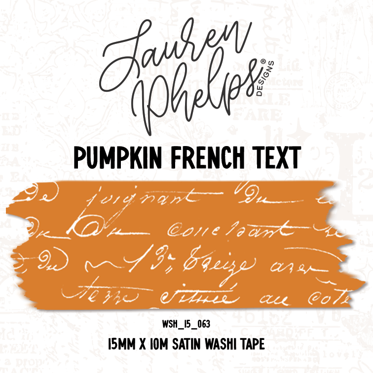 Pumpkin French Text 15mm washi