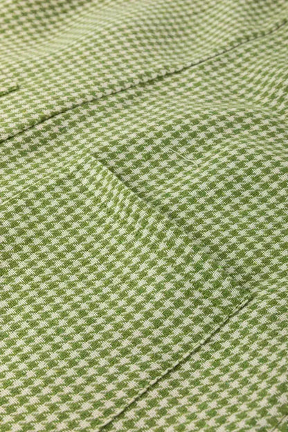 Green Gingham Wide Leg Pockets Loose Overall