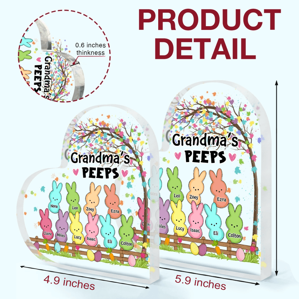 Grandma's Bunnies Easter Eggs - Custom Heart-shaped Acrylic Plaque - Personalized Gift for Grandma