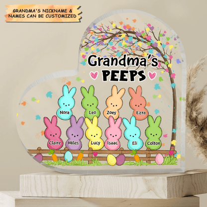 Grandma's Bunnies Easter Eggs - Custom Heart-shaped Acrylic Plaque - Personalized Gift for Grandma