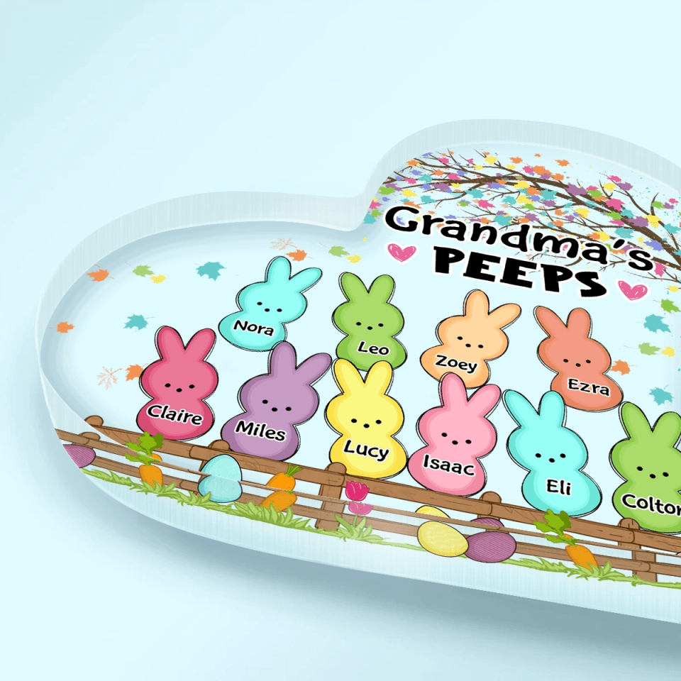 Grandma's Bunnies Easter Eggs - Custom Heart-shaped Acrylic Plaque - Personalized Gift for Grandma