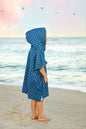 Microfiber blue fish waffle wearable towel