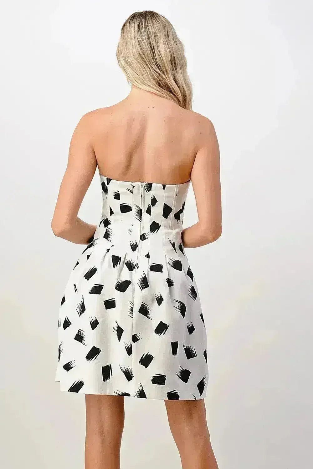 Strapless Printed A-Line Dress