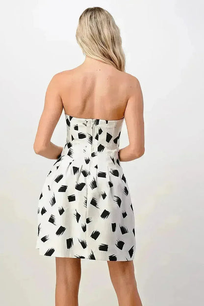 Strapless Printed A-Line Dress