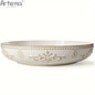 Artena Embossed Damask 24cm Large Ceramic Pasta Bowl | Kitchen + Metal