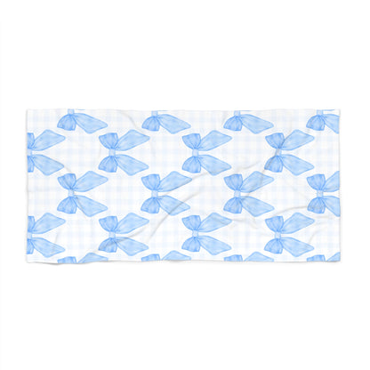 Customizable: Blue Bow Beach Towel | Stylish Summer Accessory, Poolside Fun, Vacation Essential, Gift for Her