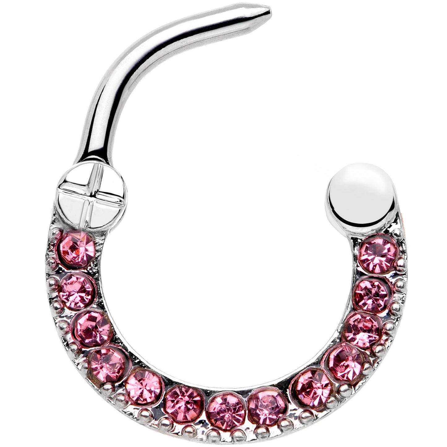 16G 5/16 Pink Gem Paved Glamour Cartilage Clicker