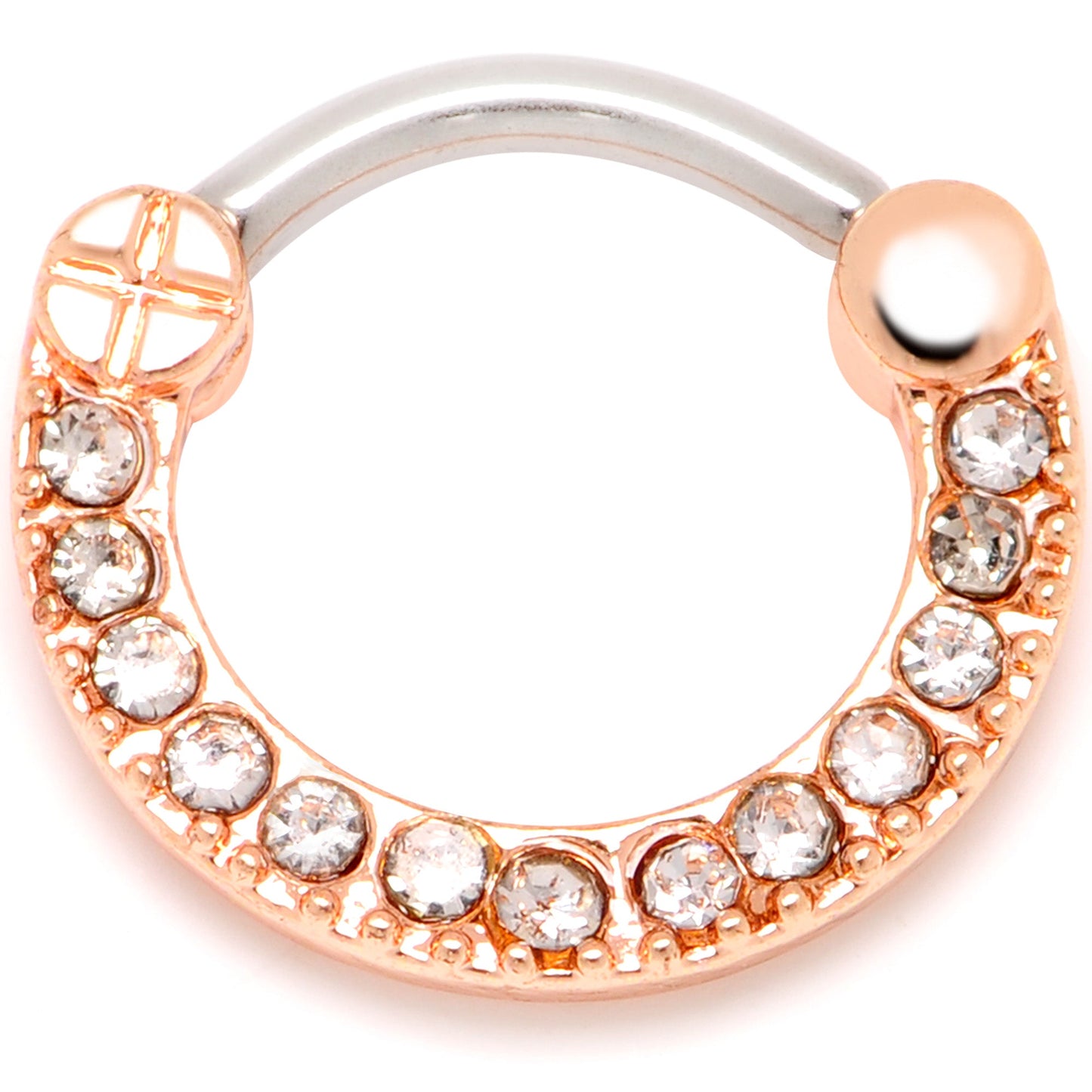 16G 5/16 Clear Gem Rosy Paved Glamour Cartilage Clicker