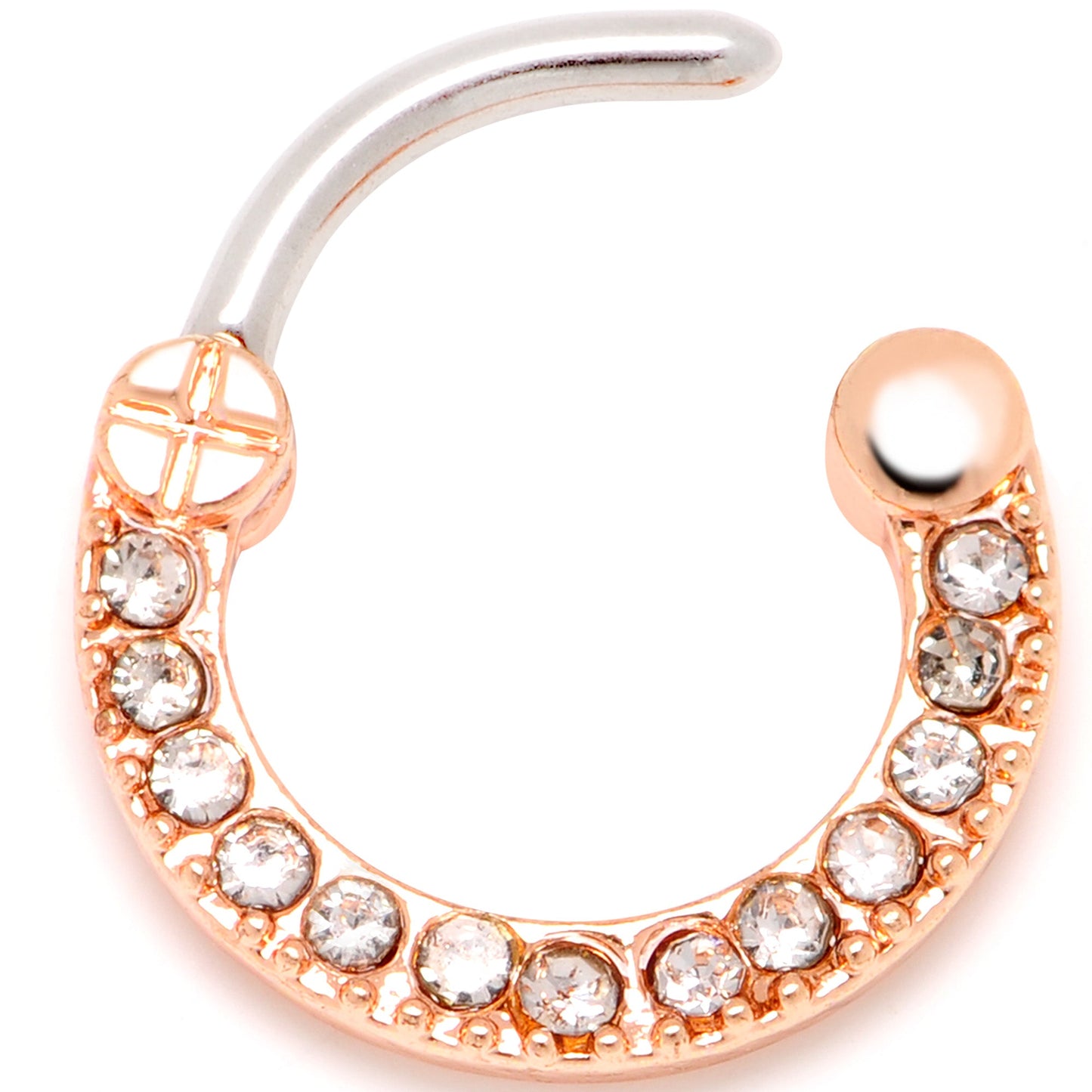 16G 5/16 Clear Gem Rosy Paved Glamour Cartilage Clicker