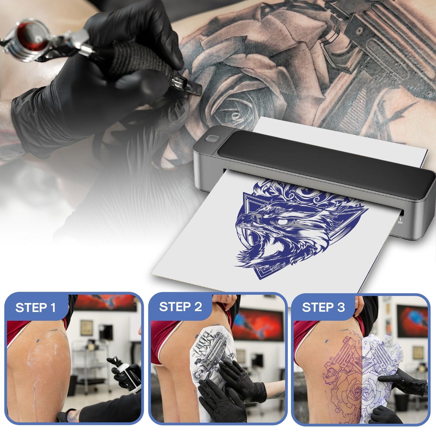 MAST® Upgraded A3 Bluetooth Tattoo Stencil Printer Portable Tattoo Transfer Machine for Large-Scale Tattoo Stencil