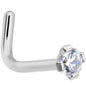18G 1/4 Clear 2mm CZ Gem Grade 23 Titanium L Shaped Nose Ring