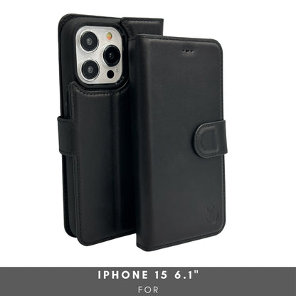 Vegas Premium Leather iPhone 15 Wallet Case with MagSafe | Detachable RFID Blocking Luxury Wallet