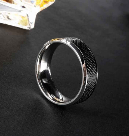 European And American Black Titanium Steel Ring for Men