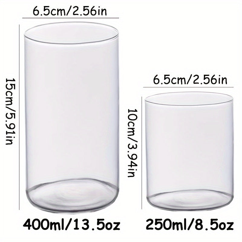 6pcs Borosilicate Glass Drinking Cups Set, 250/400ml Clear Highball