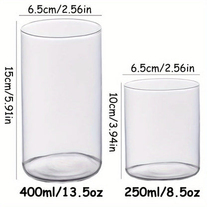 6pcs Borosilicate Glass Drinking Cups Set, 250/400ml Clear Highball