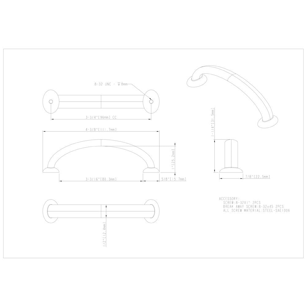 96 mm Center-to-Center Satin Nickel Hudson Cabinet Pull