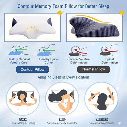 Ergonomic Memory Foam Cervical Pillow for Neck Pain Relief
