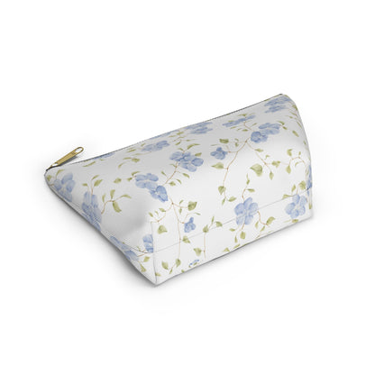 Customizable: Floral Accessory Pouch, Cosmetic Bag, Makeup Organizer, Gift for Her, Travel Essentials, Blue Floral Design