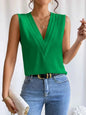 V-Neck Pleated Sleeveless Cami Tank Top